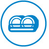 Icon of dishes in dishwasher.